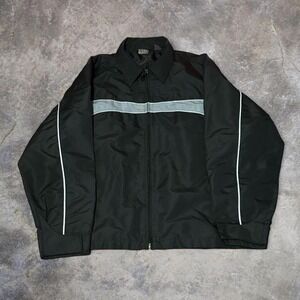 Point Zero Men's Large Full Zip Lightweight Jacket Black Stripe Windbreaker